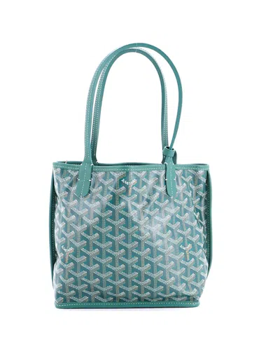 Pre-owned Pre-owned Goyard  Goyard Mini Anjou Reversible Tote Coated Canvas In Green