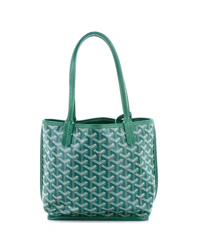 Pre-owned Pre-owned Goyard  Goyard Mini Anjou Reversible Tote Coated Canvas In Green