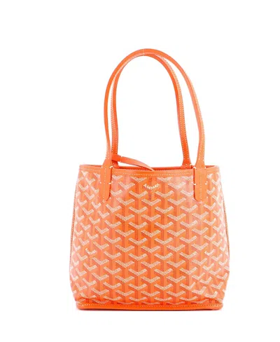 Pre-owned Pre-owned Goyard  Goyard Mini Anjou Reversible Tote Coated Canvas In Orange
