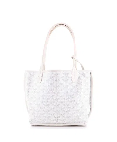Pre-owned Pre-owned Goyard  Goyard Mini Anjou Reversible Tote Coated Canvas In White
