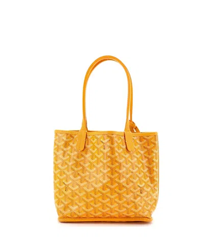Pre-owned Pre-owned Goyard  Goyard Mini Anjou Reversible Tote Coated Canvas In Yellow