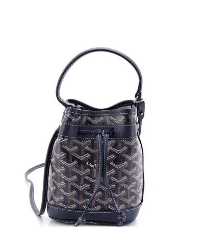 Pre-owned Pre-owned Goyard  Goyard Mini Petit Flot Bucket Bag Coated Canvas In Blue