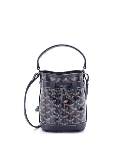 Pre-owned Pre-owned Goyard  Goyard Mini Petit Flot Bucket Bag Coated Canvas In Blue