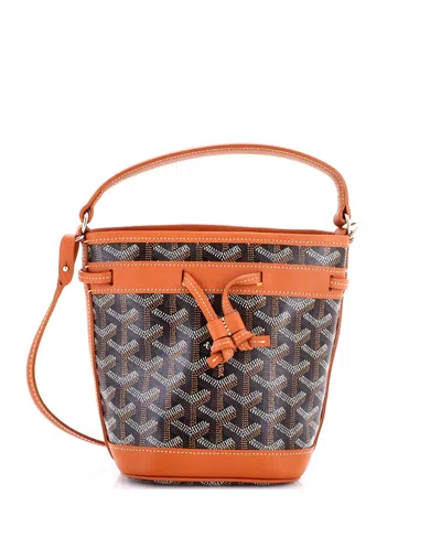 Pre-owned Pre-owned Goyard  Goyard Mini Petit Flot Bucket Bag Coated Canvas In Brown
