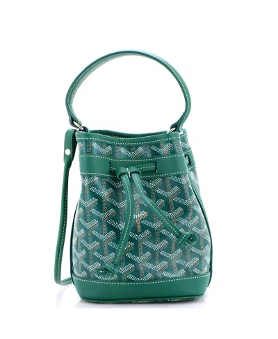 Pre-owned Pre-owned Goyard  Goyard Mini Petit Flot Bucket Bag Coated Canvas In Green