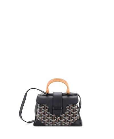 Pre-owned Pre-owned Goyard  Goyard Mini Saigon Top Handle Bag Coated Canvas With Leather In Black
