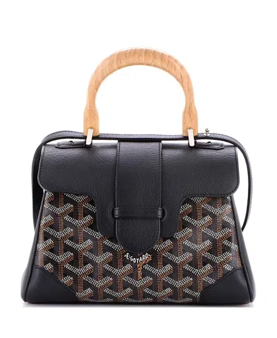 Pre-owned Pre-owned Goyard  Goyard Mini Saigon Top Handle Bag Coated Canvas With Leather In Black