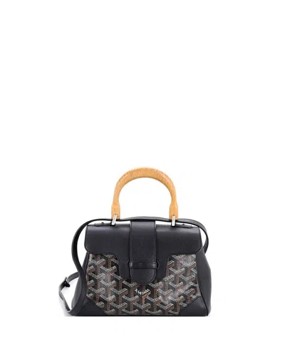 Pre-owned Pre-owned Goyard  Goyard Mini Saigon Top Handle Bag Coated Canvas With Leather In Black