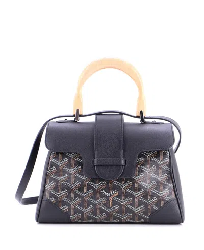 Pre-owned Pre-owned Goyard  Goyard Mini Saigon Top Handle Bag Coated Canvas With Leather In Black