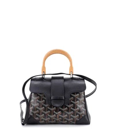 Pre-owned Pre-owned Goyard  Goyard Mini Saigon Top Handle Bag Coated Canvas With Leather In Black