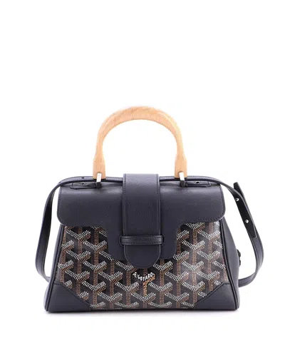 Pre-owned Pre-owned Goyard  Goyard Mini Saigon Top Handle Bag Coated Canvas With Leather In Black