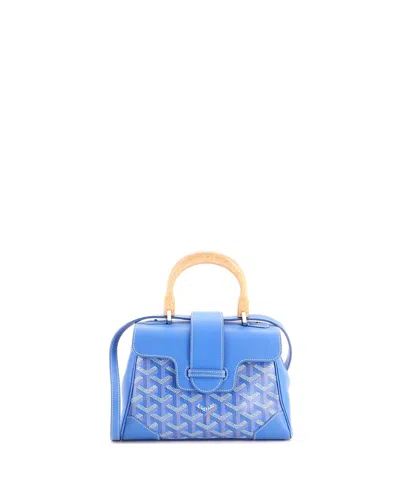 Pre-owned Pre-owned Goyard  Goyard Mini Saigon Top Handle Bag Coated Canvas With Leather In Blue