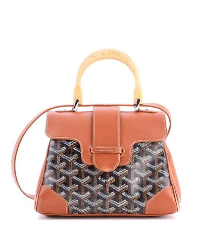 Pre-owned Pre-owned Goyard  Goyard Mini Saigon Top Handle Bag Coated Canvas With Leather In Brown