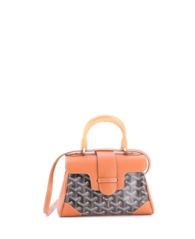Pre-owned Pre-owned Goyard  Goyard Mini Saigon Top Handle Bag Coated Canvas With Leather In Brown
