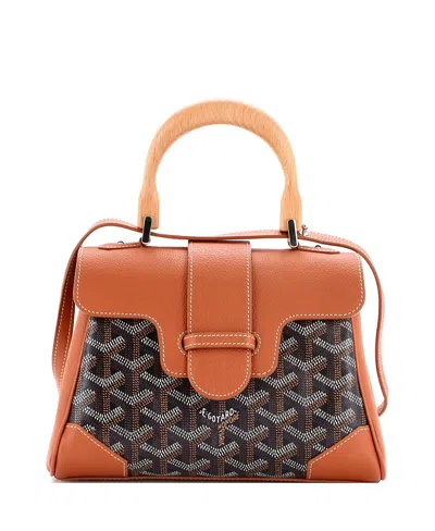 Pre-owned Pre-owned Goyard  Goyard Mini Saigon Top Handle Bag Coated Canvas With Leather In Brown