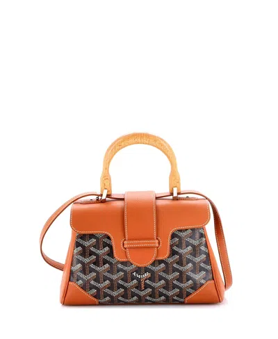 Pre-owned Pre-owned Goyard  Goyard Mini Saigon Top Handle Bag Coated Canvas With Leather In Brown