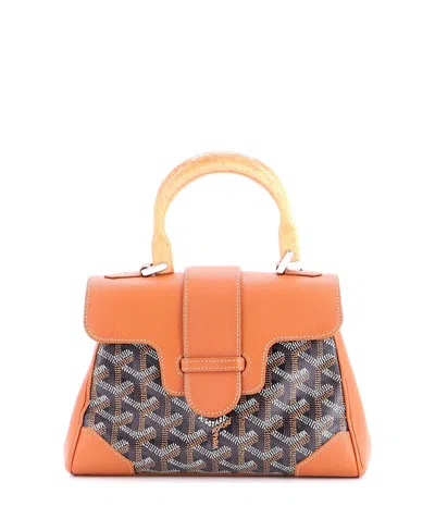 Pre-owned Pre-owned Goyard  Goyard Mini Saigon Top Handle Bag Coated Canvas With Leather In Brown