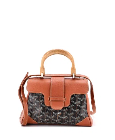 Pre-owned Pre-owned Goyard  Goyard Mini Saigon Top Handle Bag Coated Canvas With Leather In Brown/ Black