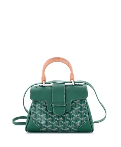 Pre-owned Pre-owned Goyard  Goyard Mini Saigon Top Handle Bag Coated Canvas With Leather In Green