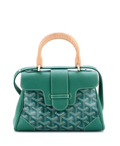 Pre-owned Pre-owned Goyard  Goyard Mini Saigon Top Handle Bag Coated Canvas With Leather In Green