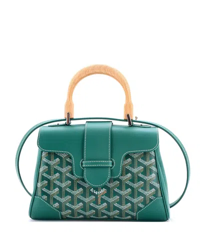 Pre-owned Pre-owned Goyard  Goyard Mini Saigon Top Handle Bag Coated Canvas With Leather In Green