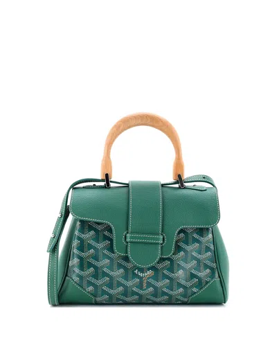 Pre-owned Pre-owned Goyard  Goyard Mini Saigon Top Handle Bag Coated Canvas With Leather In Green