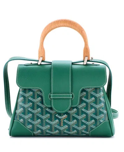 Pre-owned Pre-owned Goyard  Goyard Mini Saigon Top Handle Bag Coated Canvas With Leather In Green