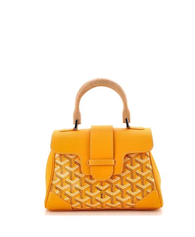 Pre-owned Pre-owned Goyard  Goyard Mini Saigon Top Handle Bag Coated Canvas With Leather In Orange