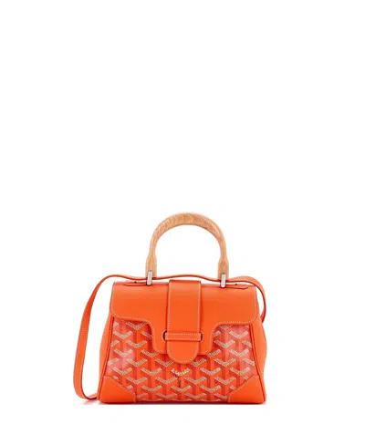 Pre-owned Pre-owned Goyard  Goyard Mini Saigon Top Handle Bag Coated Canvas With Leather In Orange