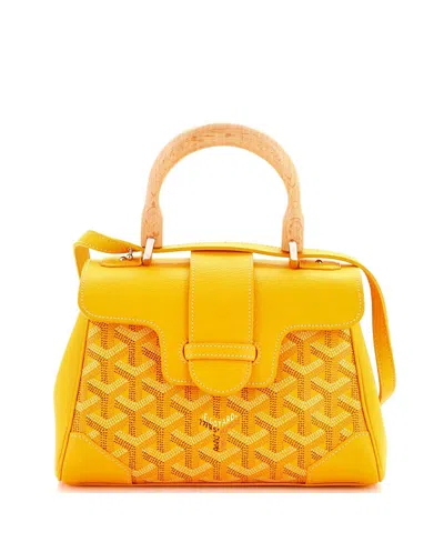 Pre-owned Pre-owned Goyard  Goyard Mini Saigon Top Handle Bag Coated Canvas With Leather In Orange