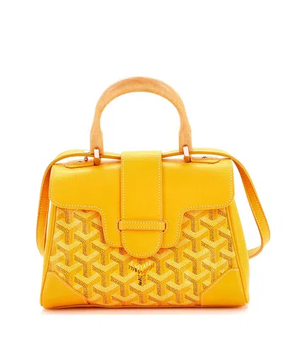 Pre-owned Pre-owned Goyard  Goyard Mini Saigon Top Handle Bag Coated Canvas With Leather In Yellow