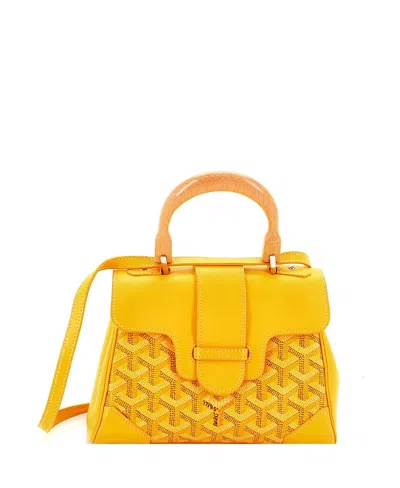 Pre-owned Pre-owned Goyard  Goyard Mini Saigon Top Handle Bag Coated Canvas With Leather In Yellow