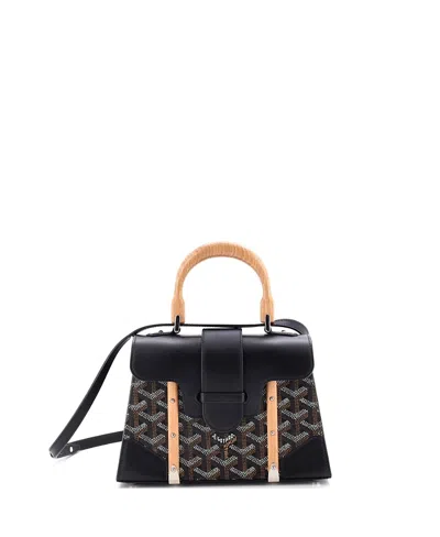 Pre-owned Pre-owned Goyard  Goyard Mini Structured Saigon Top Handle Bag Coated Canvas With Leather In Black