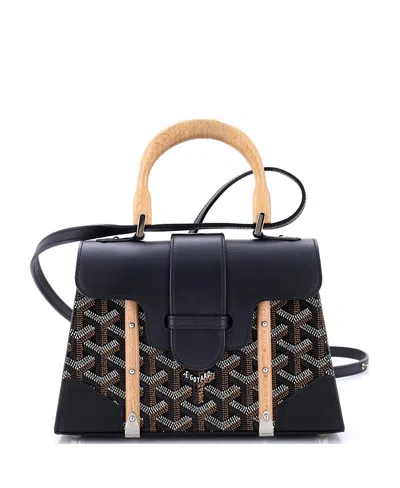 Pre-owned Pre-owned Goyard  Goyard Mini Structured Saigon Top Handle Bag Coated Canvas With Leather In Black