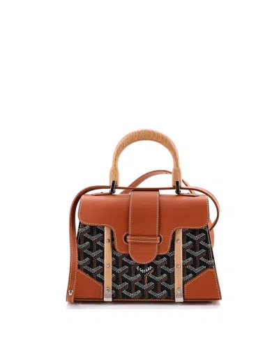 Pre-owned Pre-owned Goyard  Goyard Mini Structured Saigon Top Handle Bag Coated Canvas With Leather In Black/ Brown