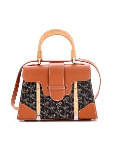 Pre-owned Pre-owned Goyard  Goyard Mini Structured Saigon Top Handle Bag Coated Canvas With Leather In Brown