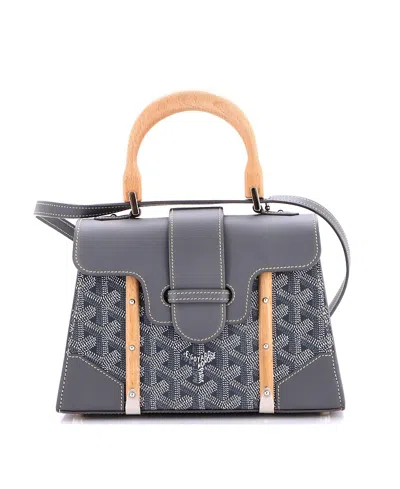 Pre-owned Pre-owned Goyard  Goyard Mini Structured Saigon Top Handle Bag Coated Canvas With Leather In Gray