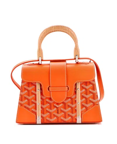 Pre-owned Pre-owned Goyard  Goyard Mini Structured Saigon Top Handle Bag Coated Canvas With Leather In Orange