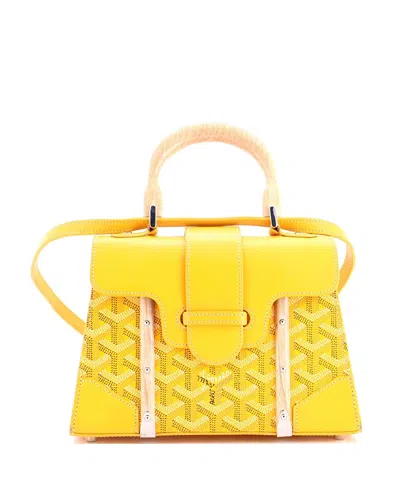 Pre-owned Pre-owned Goyard  Goyard Mini Structured Saigon Top Handle Bag Coated Canvas With Leather In Yellow