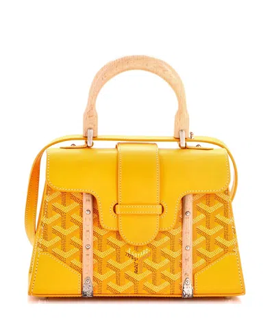 Pre-owned Pre-owned Goyard  Goyard Mini Structured Saigon Top Handle Bag Coated Canvas With Leather In Yellow