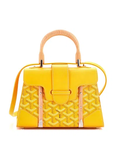 Pre-owned Pre-owned Goyard  Goyard Mini Structured Saigon Top Handle Bag Coated Canvas With Leather In Yellow