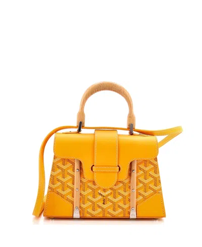 Pre-owned Pre-owned Goyard  Goyard Mini Structured Saigon Top Handle Bag Coated Canvas With Leather In Yellow