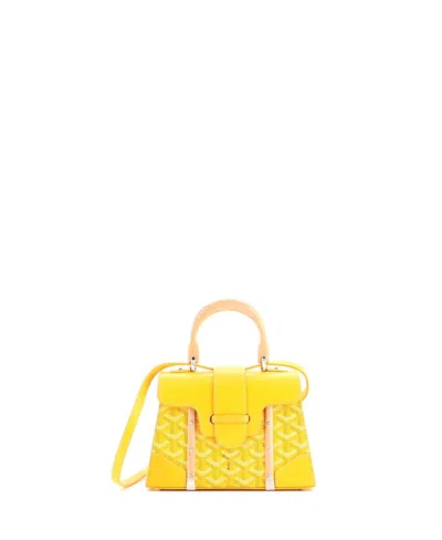 Pre-owned Pre-owned Goyard  Goyard Mini Structured Saigon Top Handle Bag Coated Canvas With Leather In Yellow