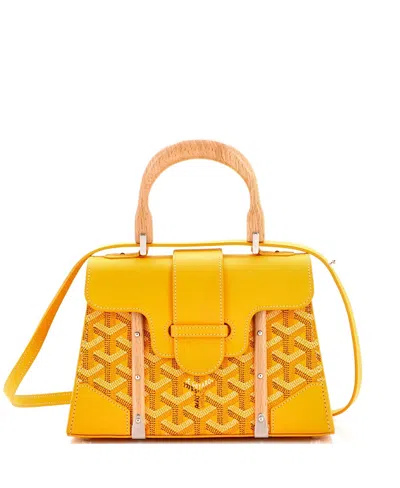 Pre-owned Pre-owned Goyard  Goyard Mini Structured Saigon Top Handle Bag Coated Canvas With Leather In Yellow
