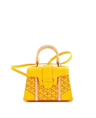 Pre-owned Pre-owned Goyard  Goyard Mini Structured Saigon Top Handle Bag Coated Canvas With Leather In Yellow
