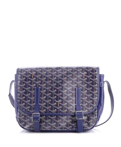 Pre-owned Pre-owned Goyard  Goyard Mm Belvedere Messenger Bag Coated Canvas In Blue