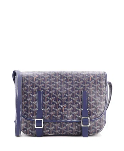 Pre-owned Pre-owned Goyard  Goyard Mm Belvedere Messenger Bag Coated Canvas In Blue