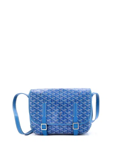 Pre-owned Pre-owned Goyard  Goyard Mm Belvedere Messenger Bag Coated Canvas In Blue