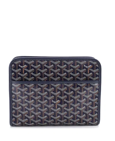 Pre-owned Pre-owned Goyard  Goyard Mm Jouvence Toiletry Pouch Coated Canvas In Blue