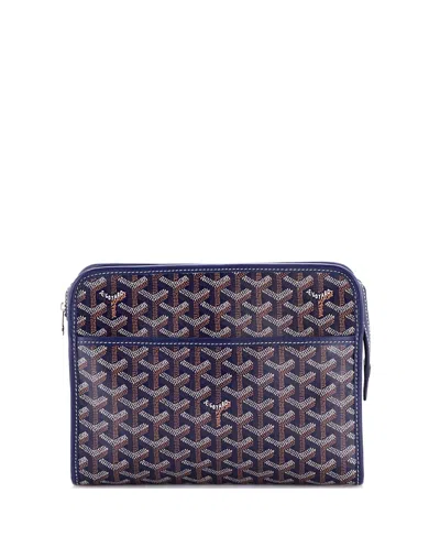 Pre-owned Pre-owned Goyard  Goyard Mm Jouvence Toiletry Pouch Coated Canvas In Blue